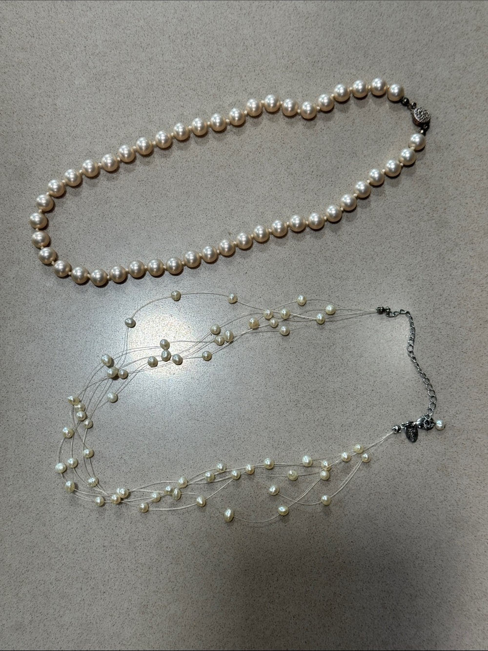 Pearl Strand Necklace - Elegant White Pearl Necklace